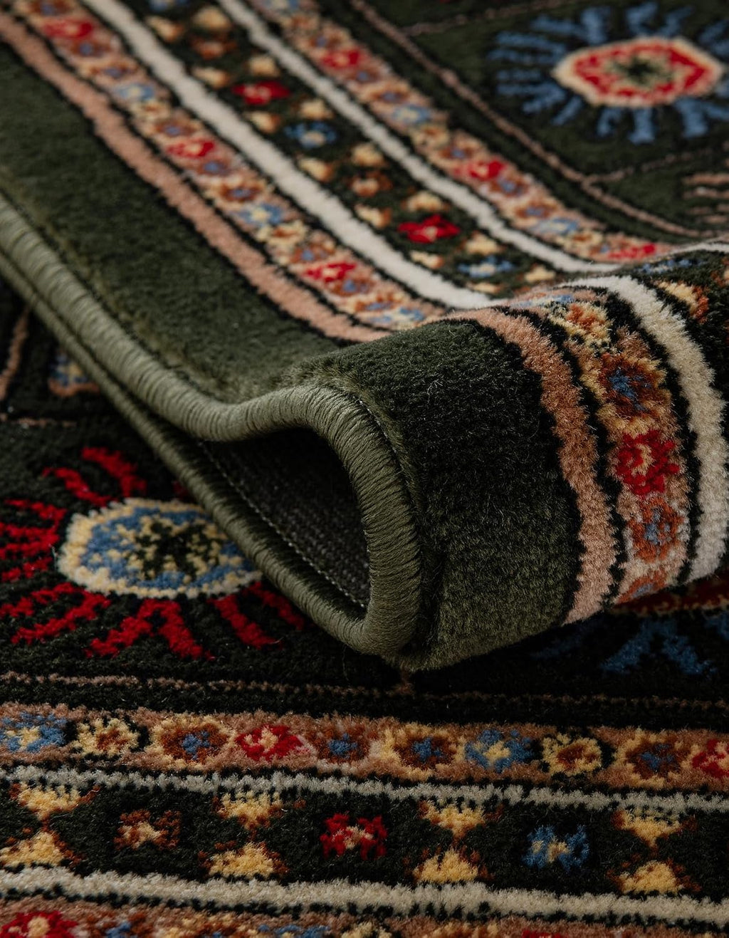Dark Green Bokhara 5'3x7'1 Area Rug