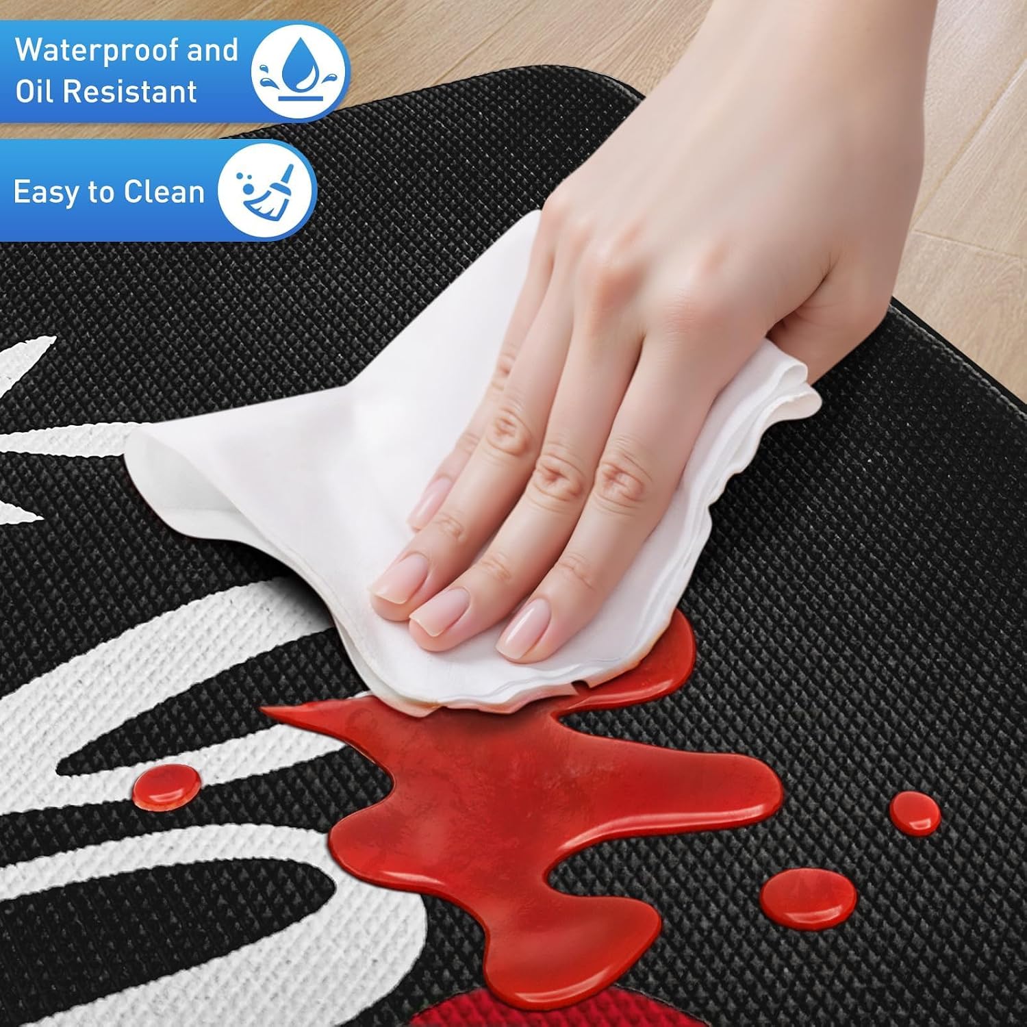 Black Cushioned Anti Fatigue Kitchen Rug Set