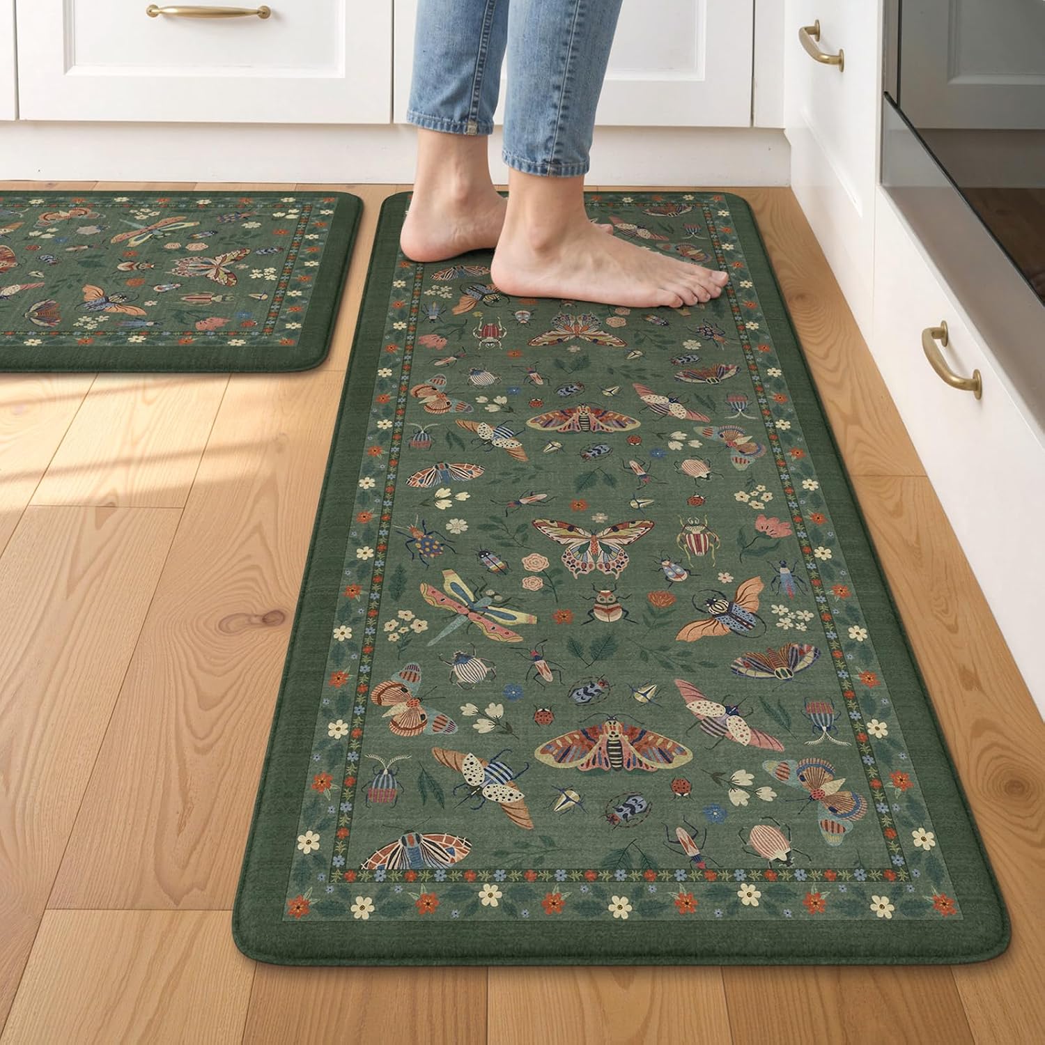 Green Memory Foam Kitchen Rug Set