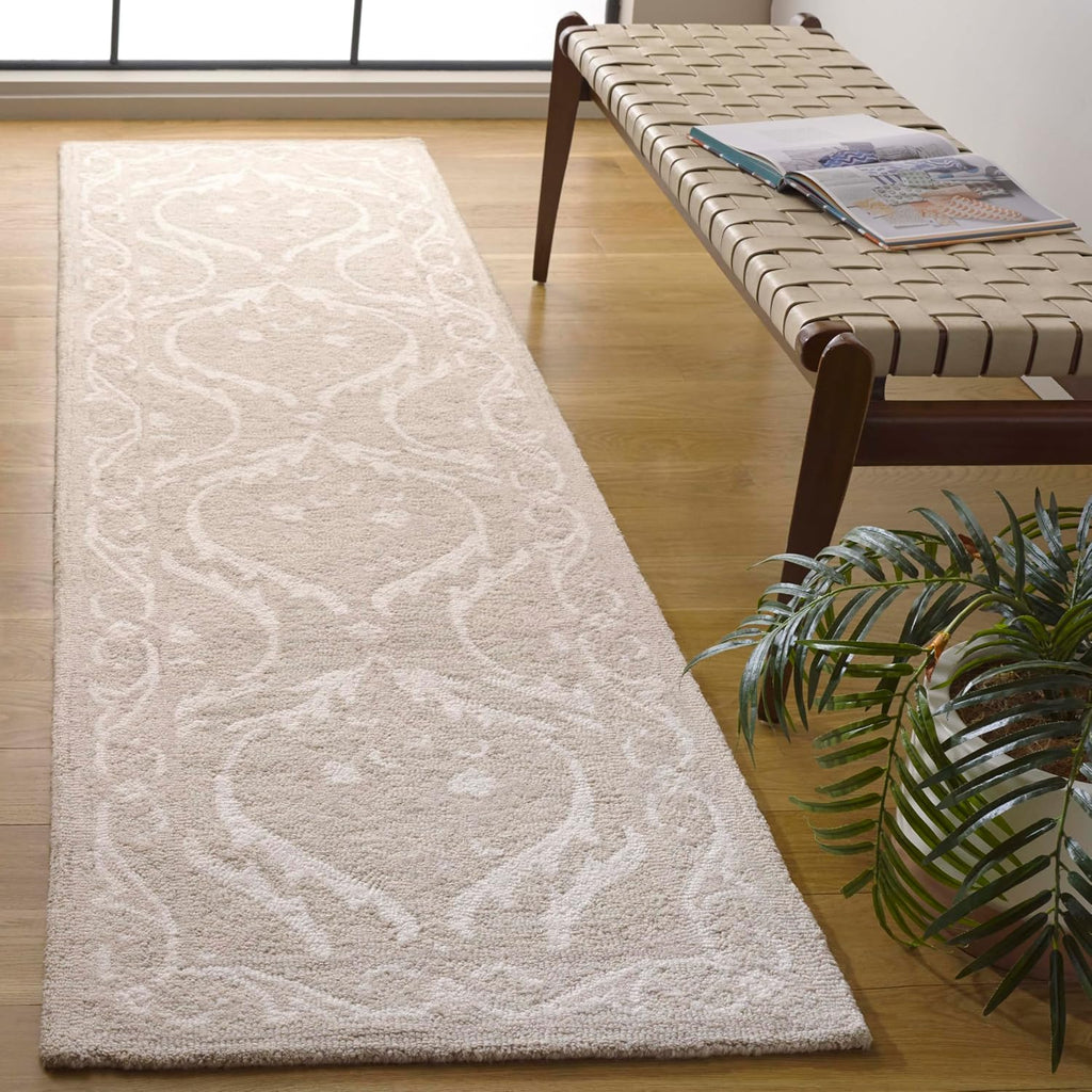 Beige Ivory Wool Runner Rug