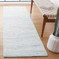 Light Blue Ivory Wool Runner Rug