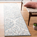 Handmade Ivory Blue Wool Runner Rug