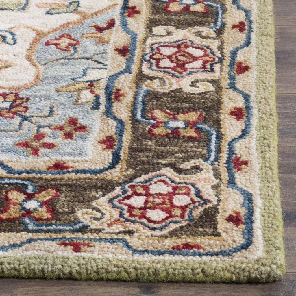 Handmade Boho Sage Brown Wool Runner Rug