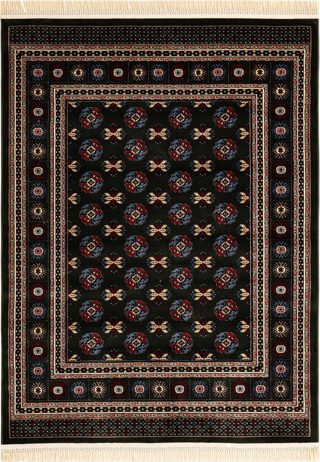 Dark Green Bokhara 5'3x7'1 Area Rug