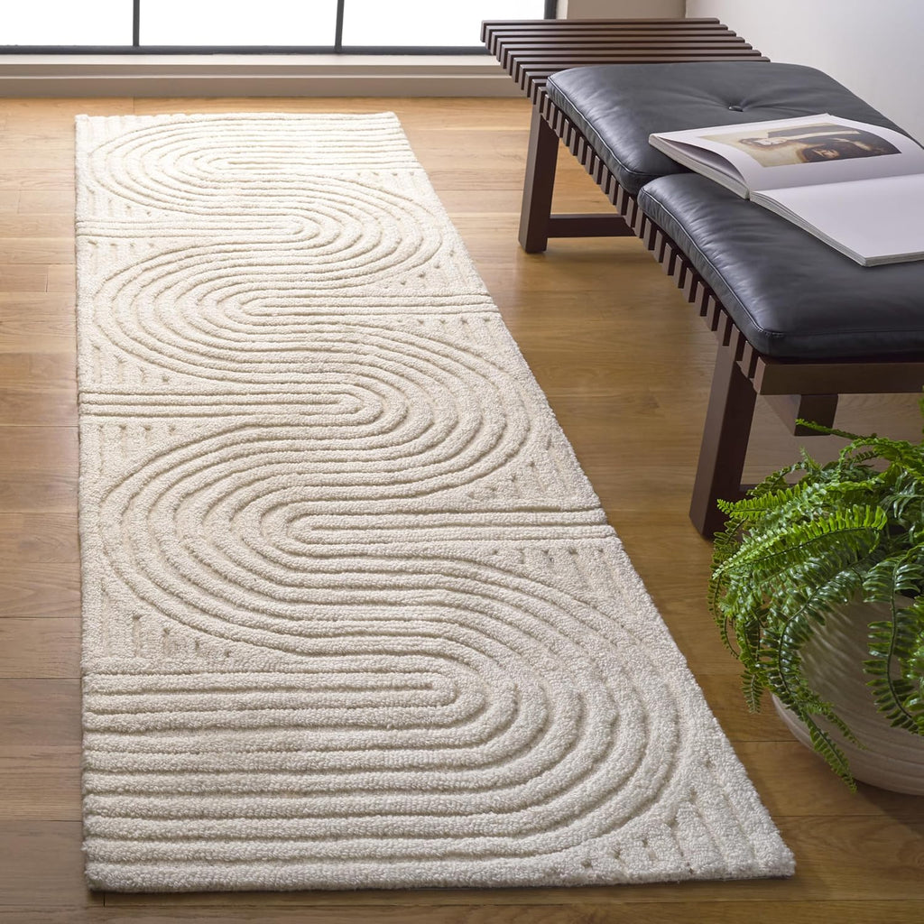 Ivory Wool Blend Runner Rug