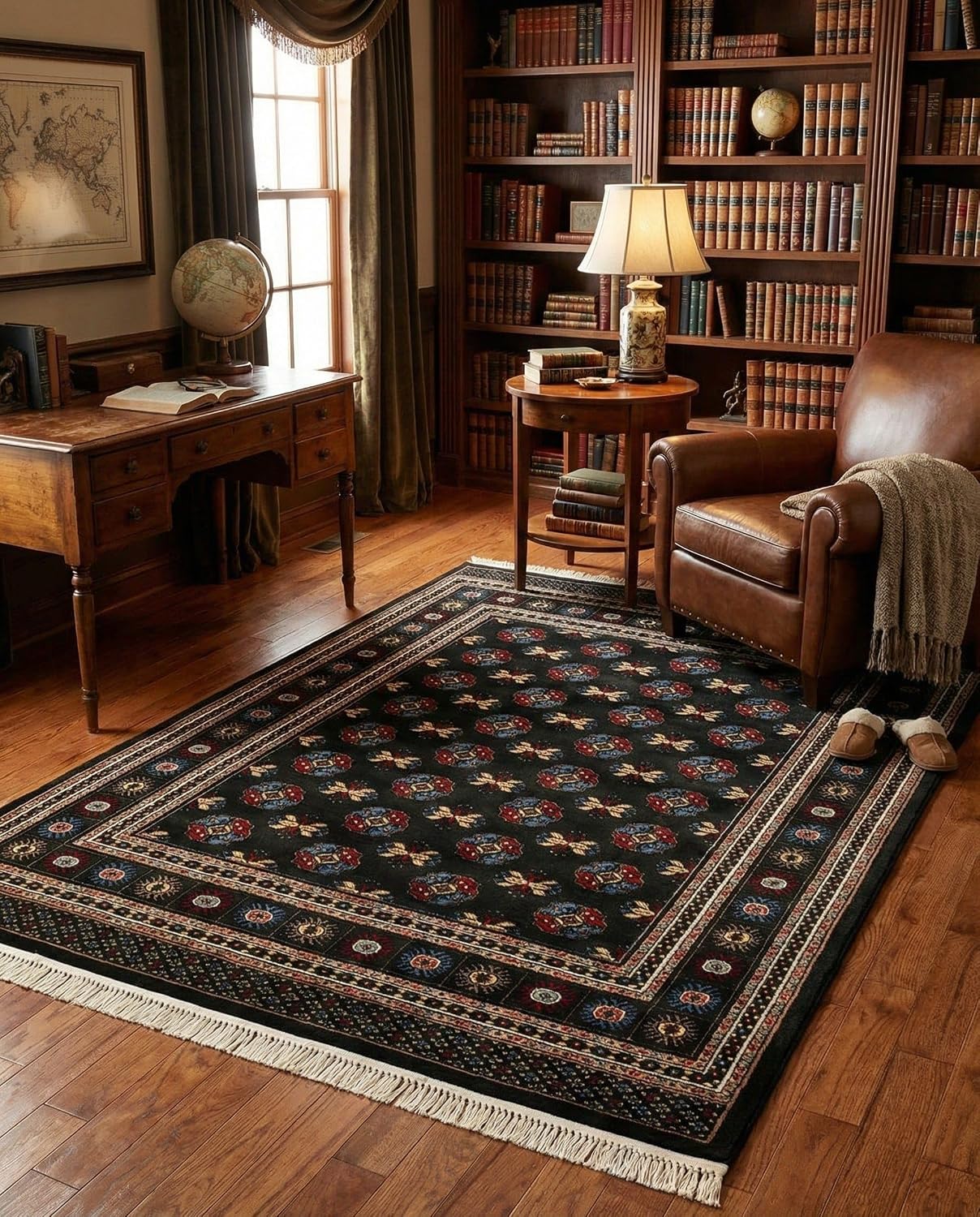 Dark Green Bokhara 5'3x7'1 Area Rug