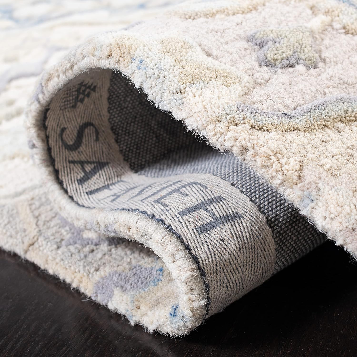 Grey Blue Wool Runner Rug