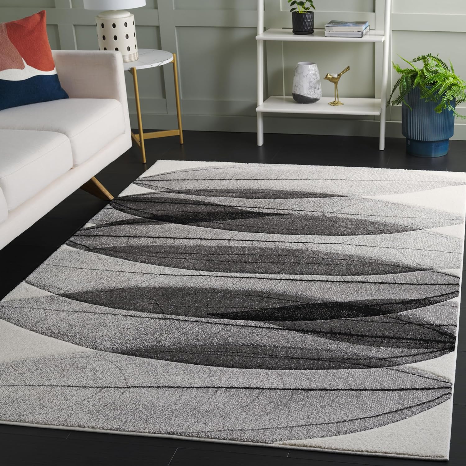 Ivory Grey Mid-Century 2'7"x5' Area Rug
