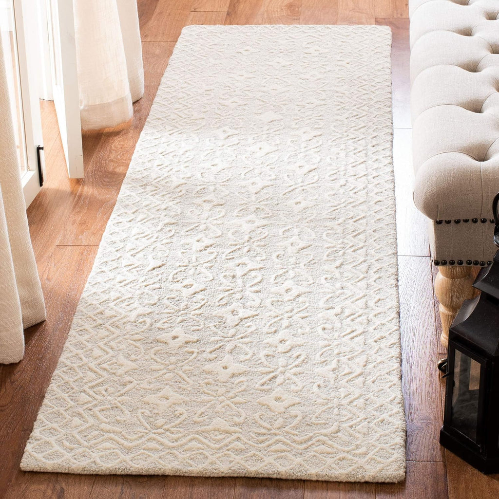 Grey Ivory Wool Runner Rug