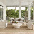 Light Brown Ivory Striped Indoor Outdoor Rug