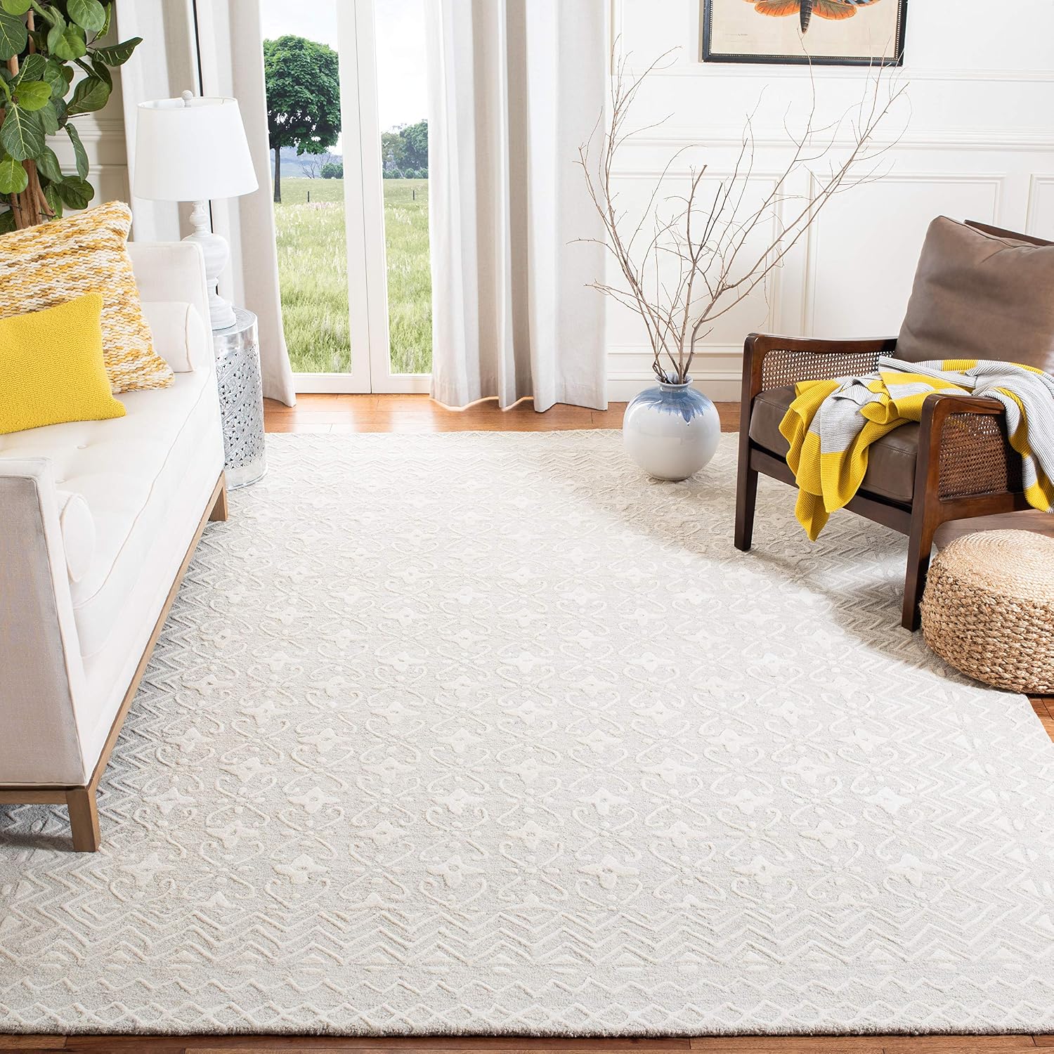 Grey Ivory Wool Runner Rug