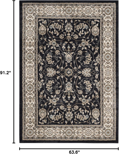 Anthracite Cream Oriental 5'3"x7'6" Area Rug
