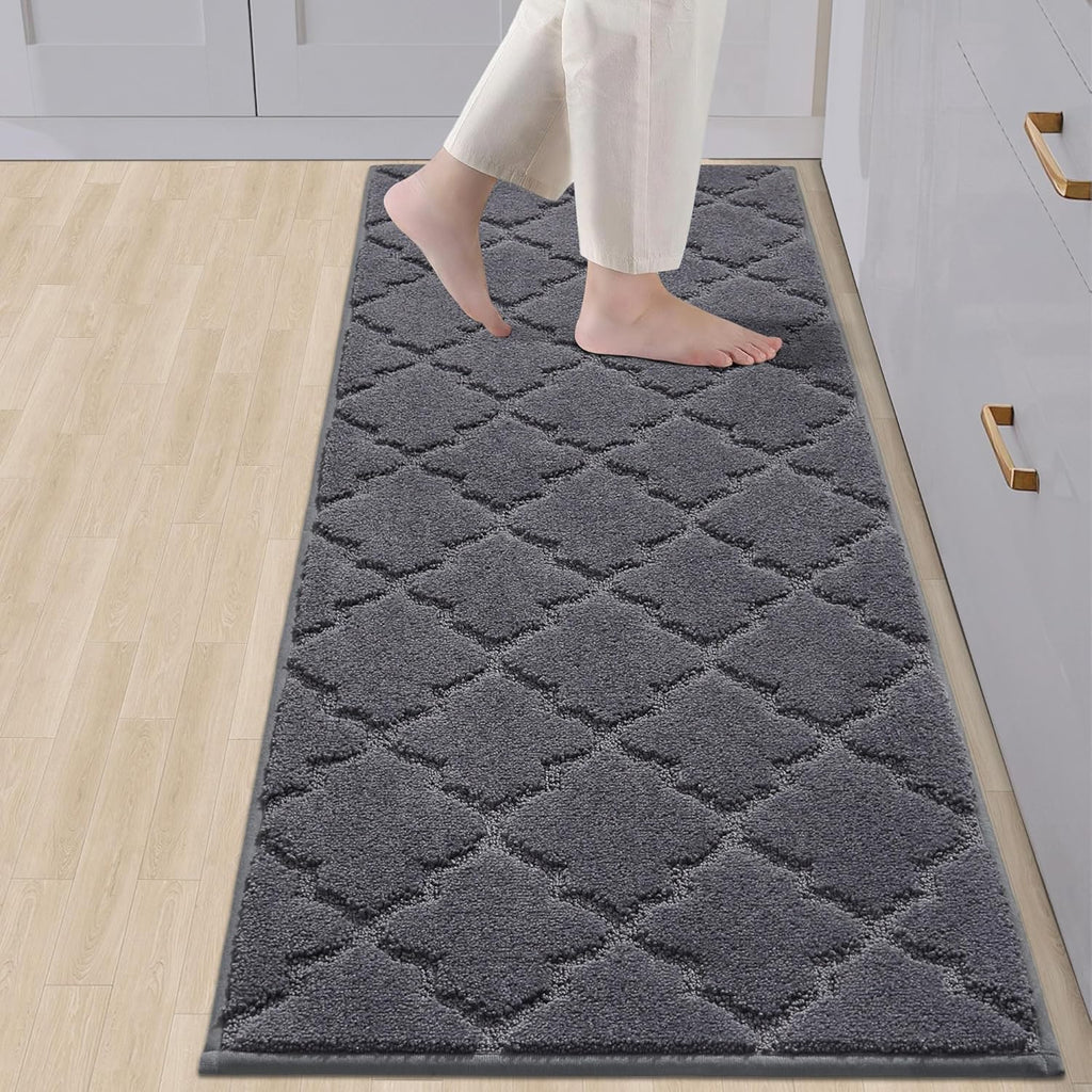 Dark Grey Absorbent Washable Kitchen Rug