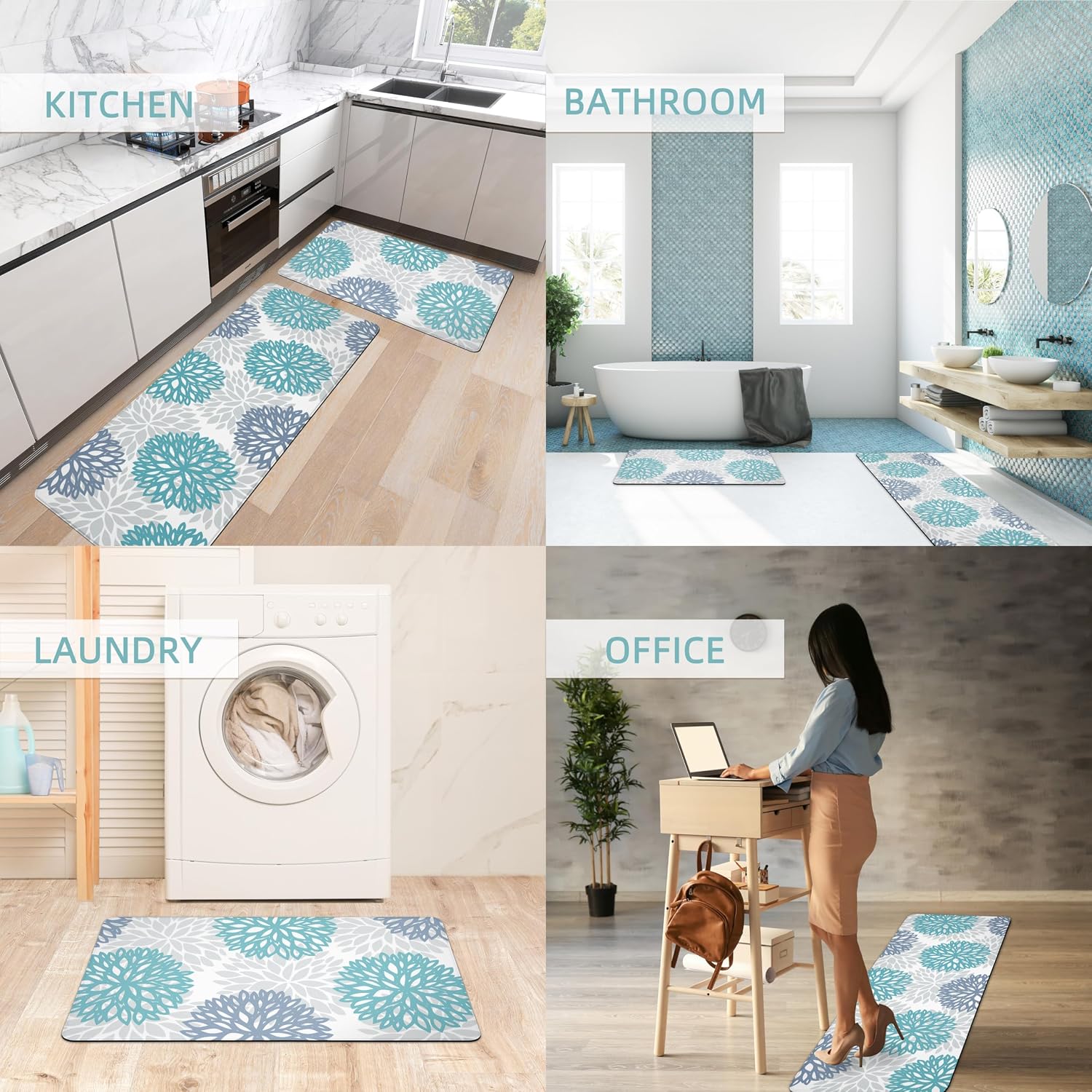 Cushioned Anti Fatigue Kitchen Rug Set