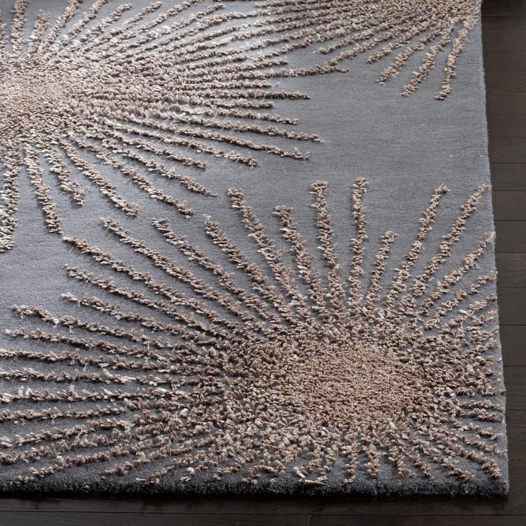 Dark Grey Silver Wool Runner Rug