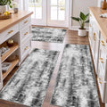 Grey Abstract Washable Kitchen Rug Set