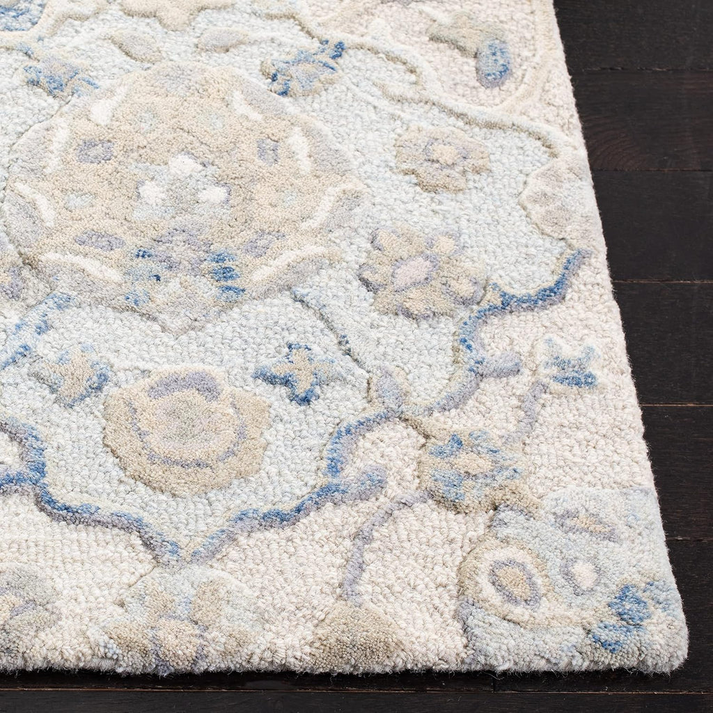 Grey Blue Wool Runner Rug