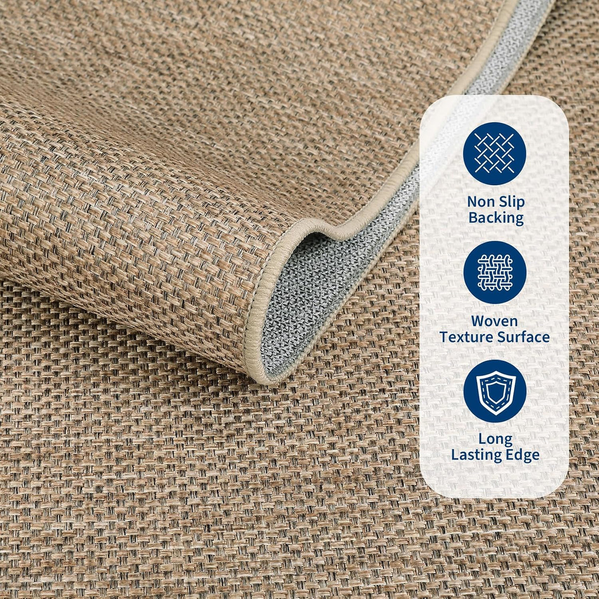 Tan Bordered Jute Washable Area Rug