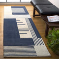 Handmade Navy Ivory Wool Runner Rug