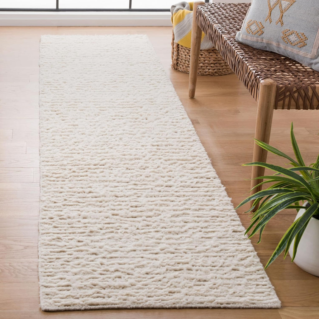 Ivory Stripe Wool Runner Rug