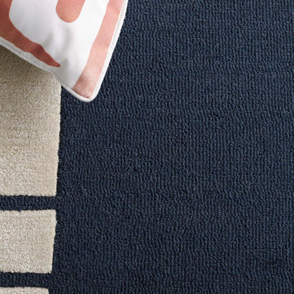 Handmade Navy Ivory Wool Runner Rug