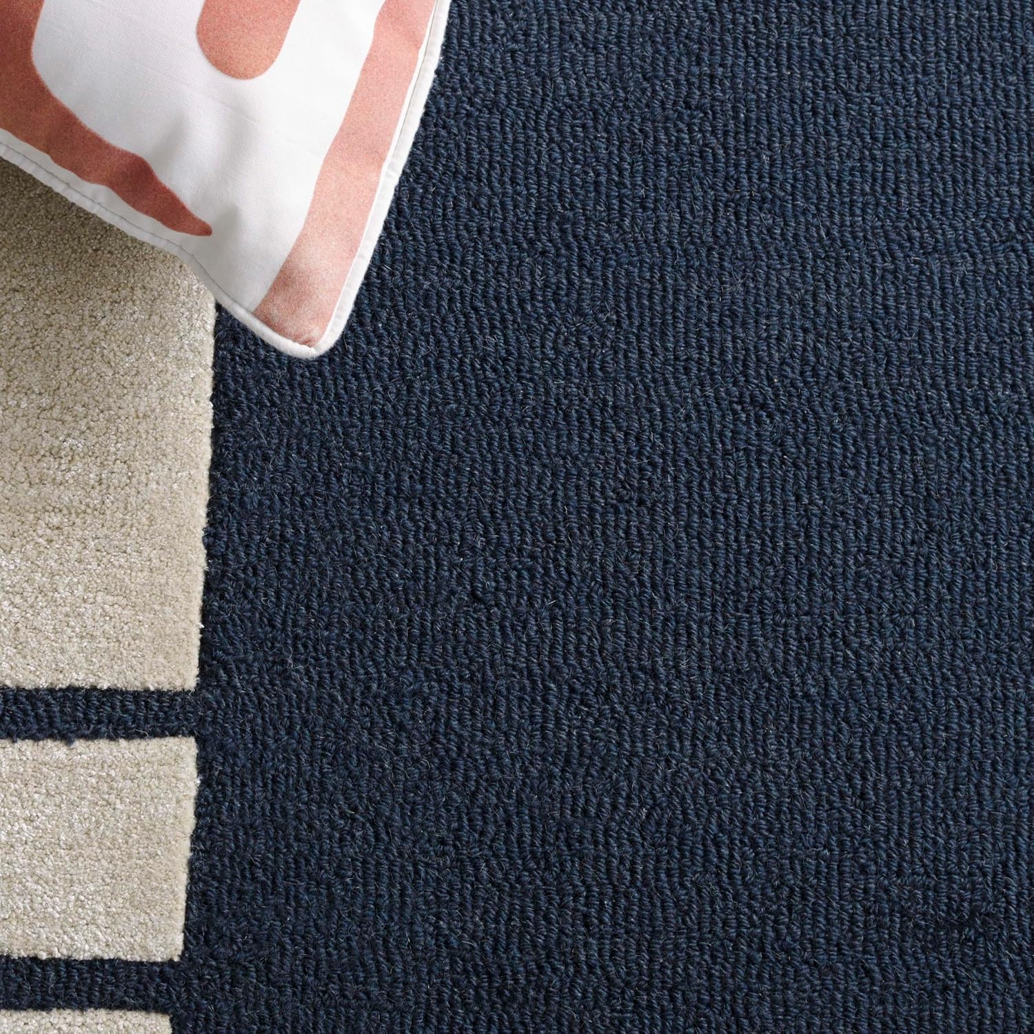Handmade Navy Ivory Wool Runner Rug