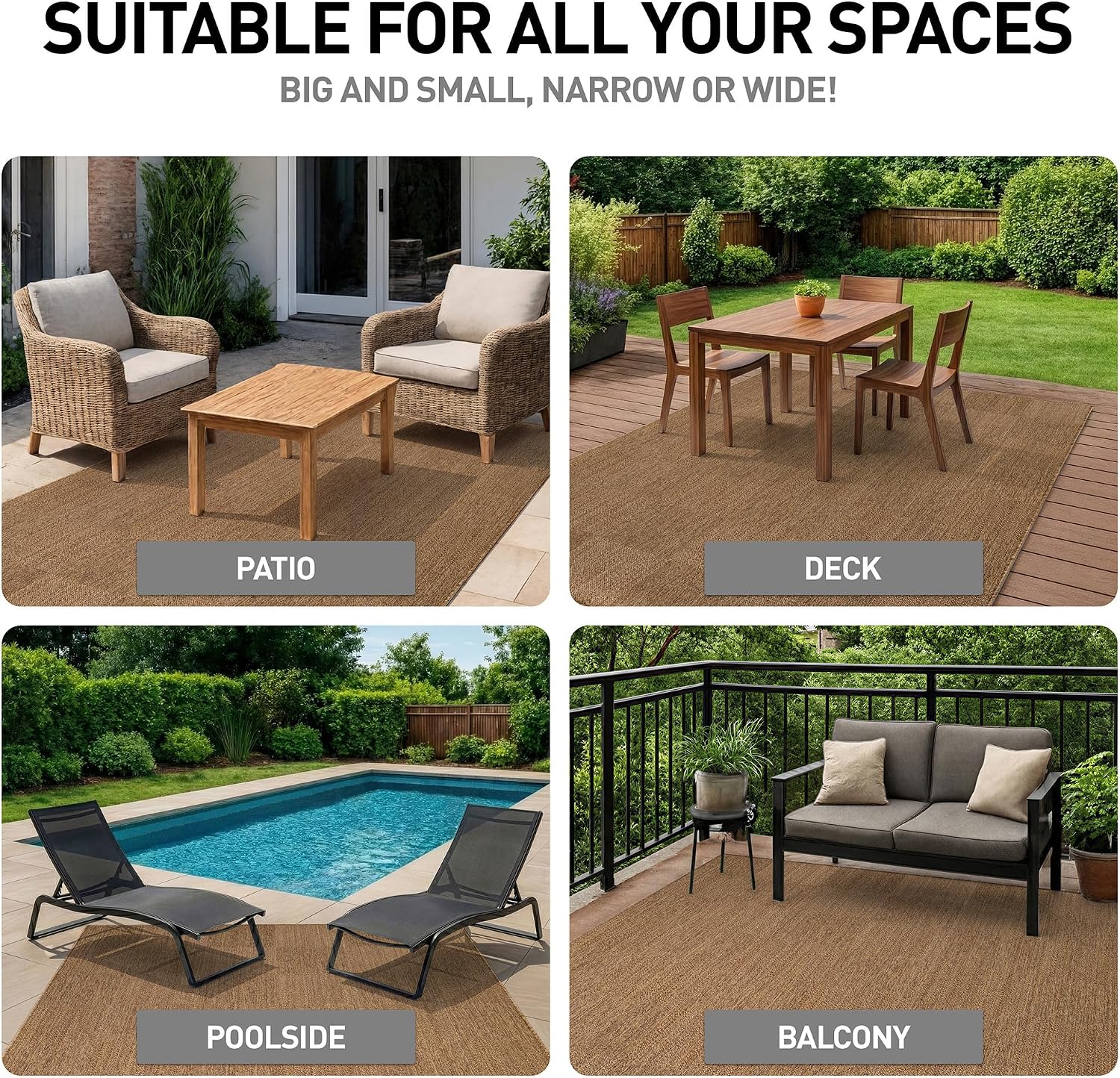 Natural Jute Flat Woven Indoor Outdoor Rug