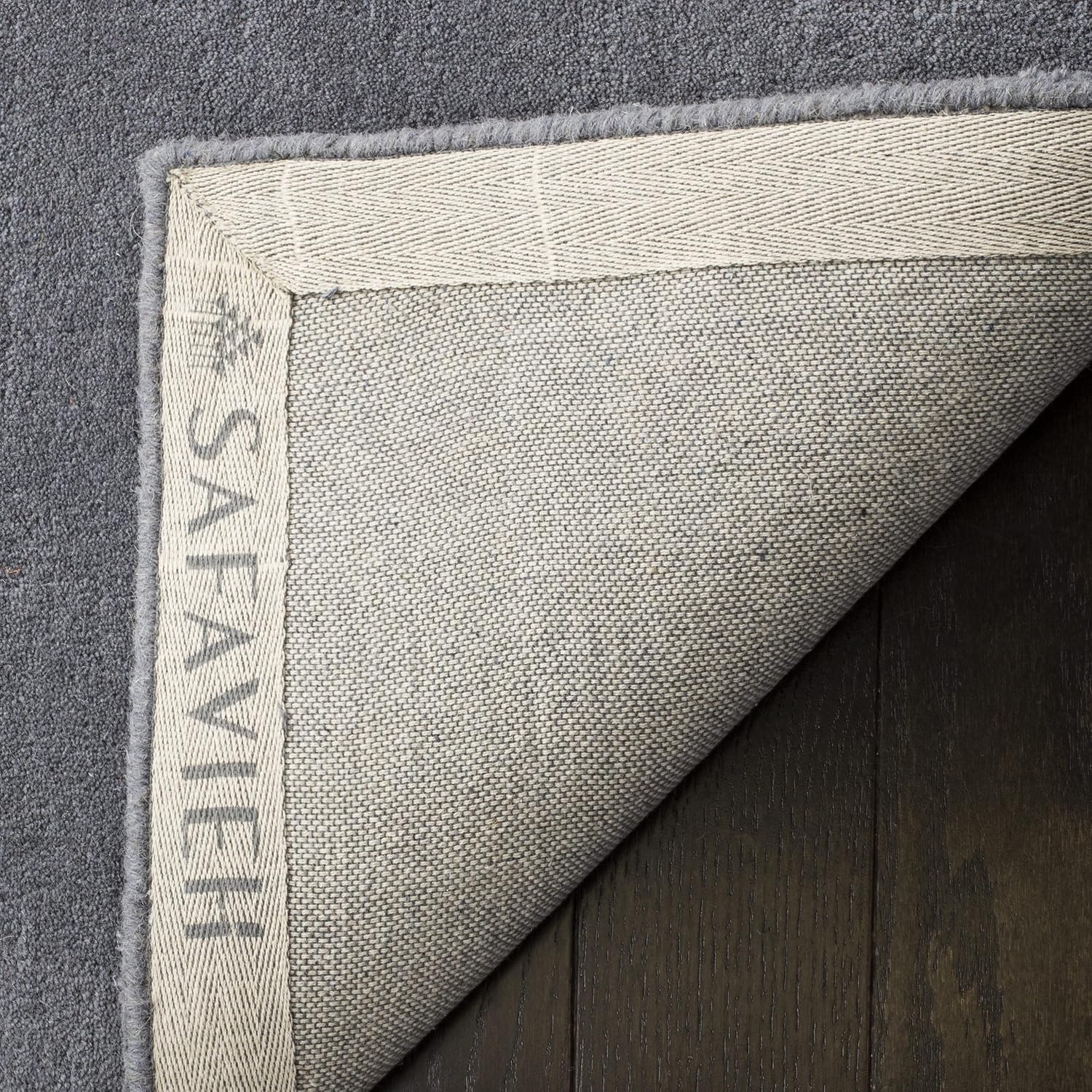 Dark Grey Silver Wool Runner Rug