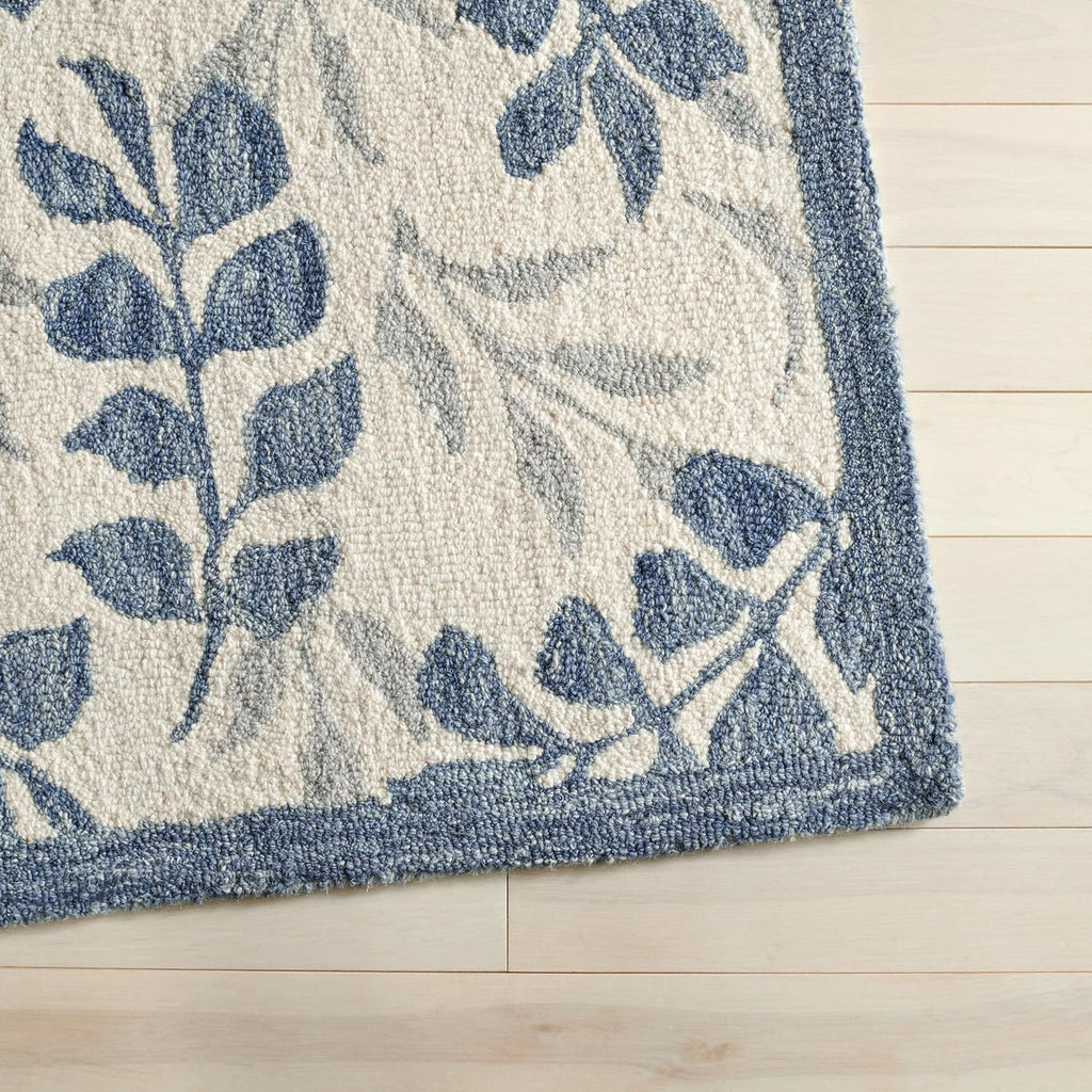 Handmade Wool Ivory Grey Runner Rug