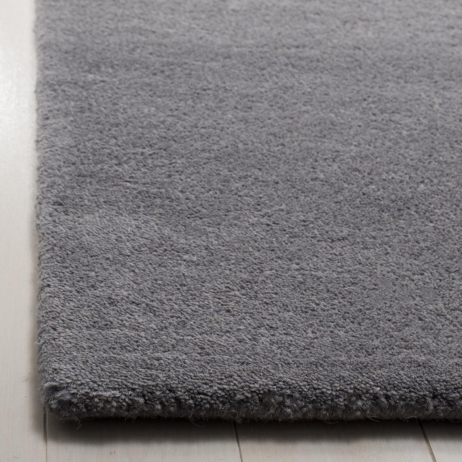 Dark Grey Silver Wool Runner Rug