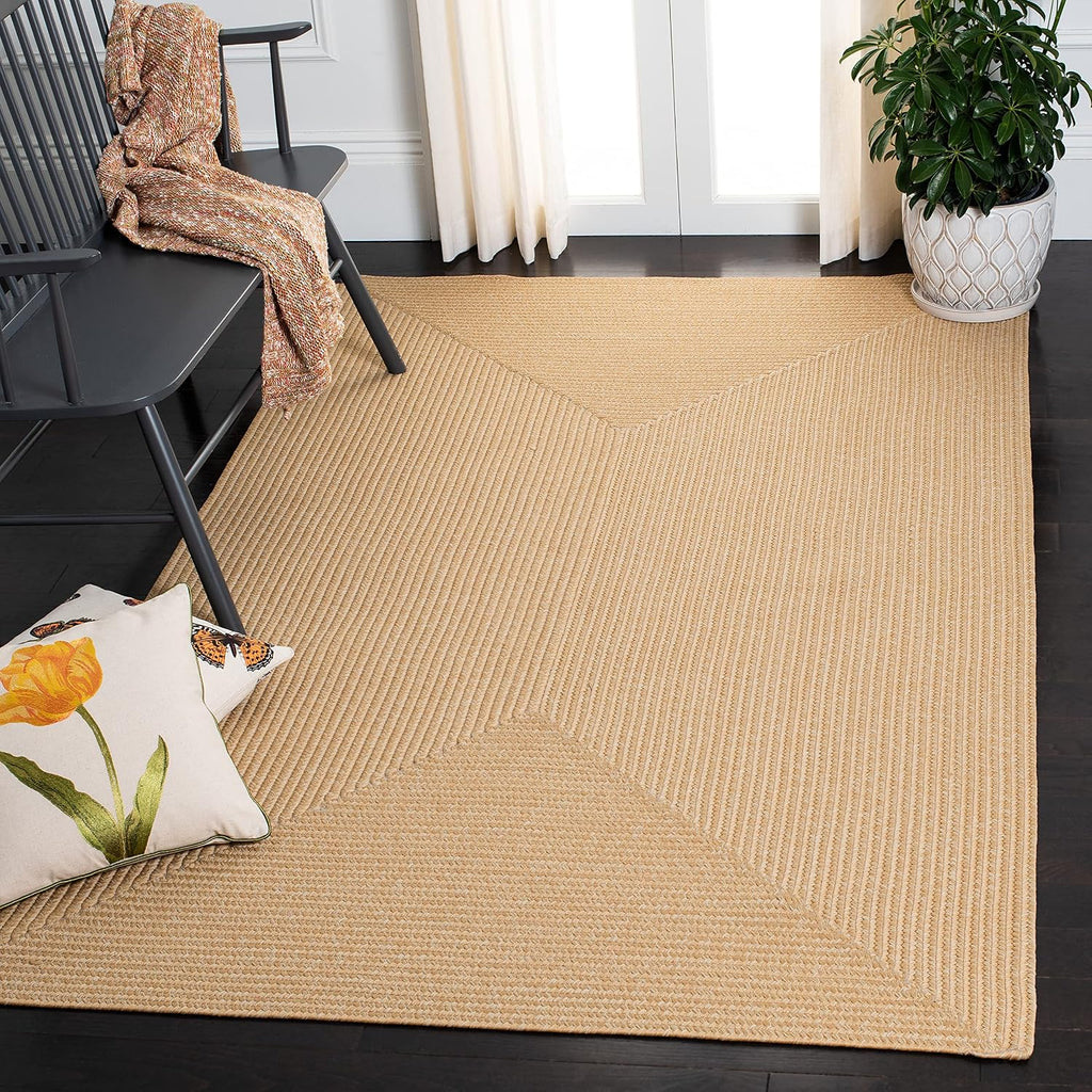 Beige Tan Braided 6'x9' Washable Rug
