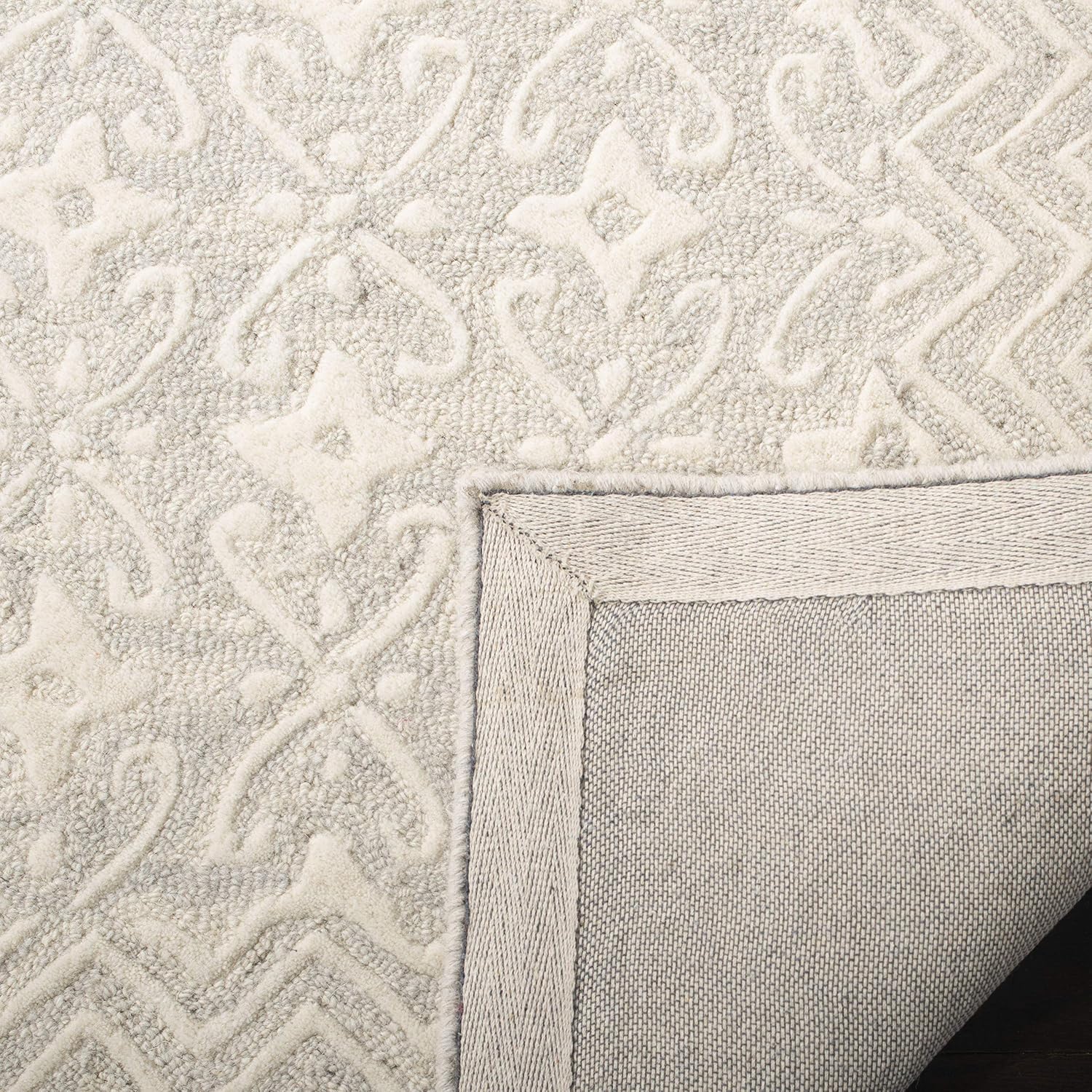Grey Ivory Wool Runner Rug