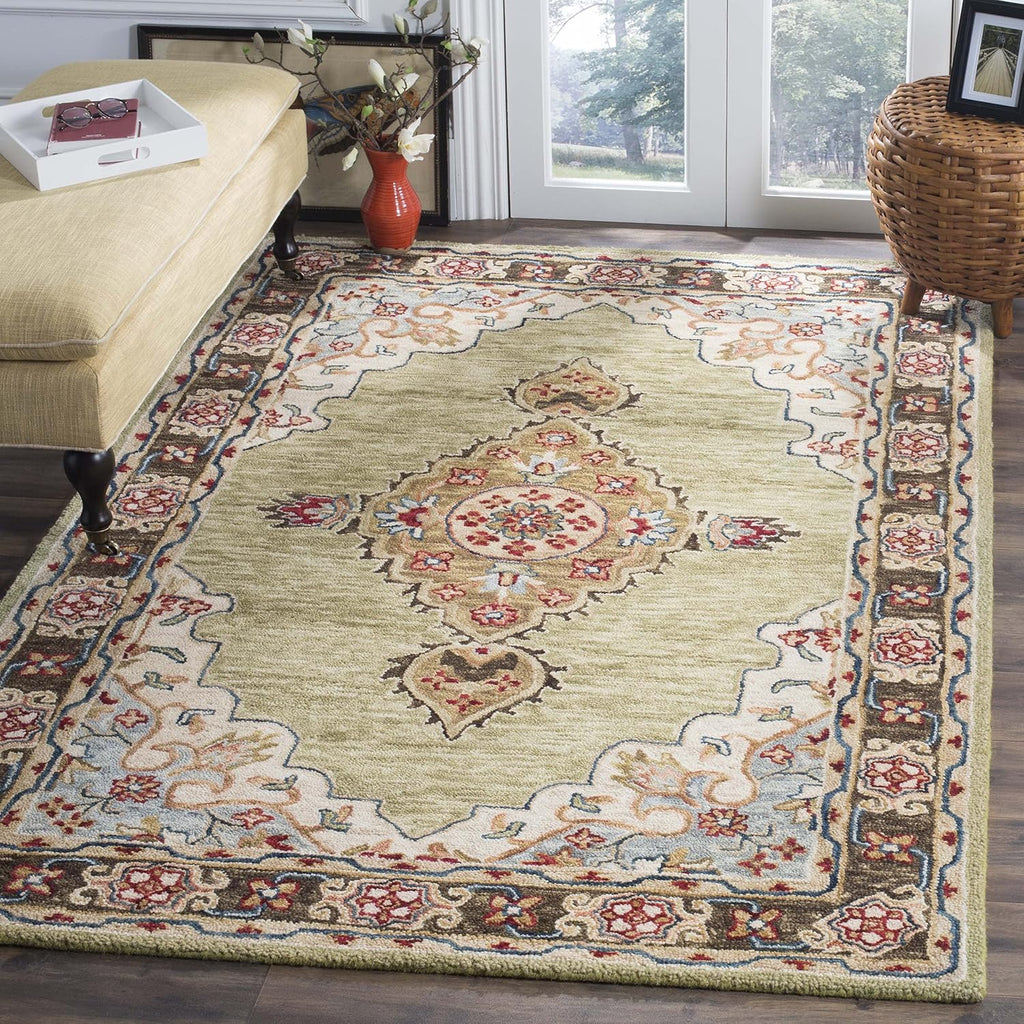 Handmade Boho Sage Brown Wool Runner Rug