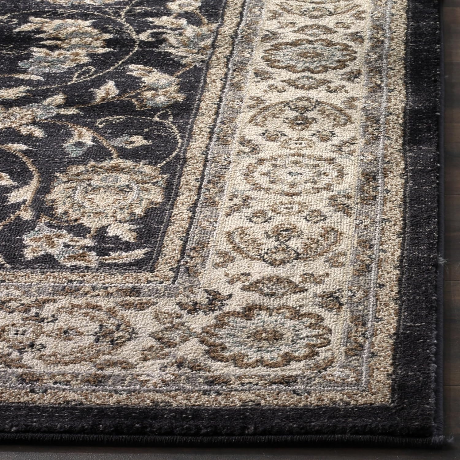 Anthracite Cream Oriental 5'3"x7'6" Area Rug