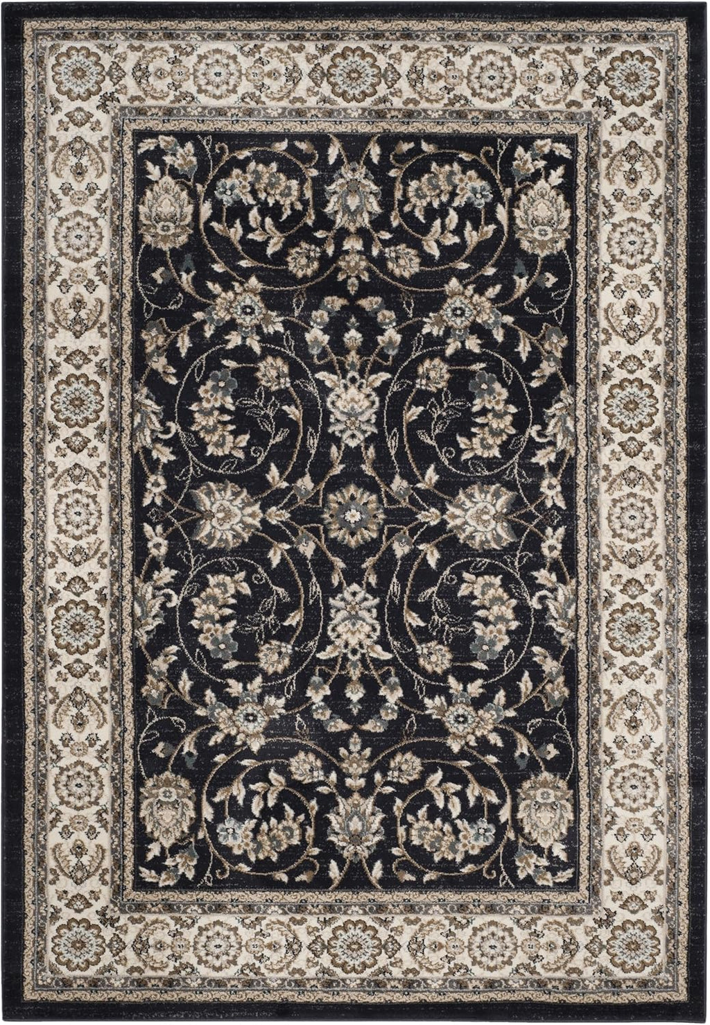 Anthracite Cream Oriental 5'3"x7'6" Area Rug