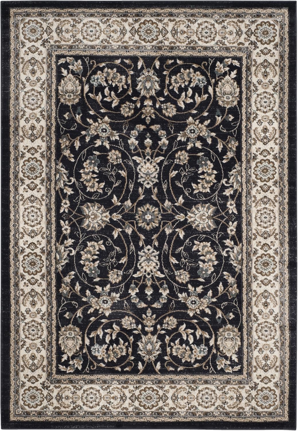 Anthracite Cream Oriental 5'3"x7'6" Area Rug